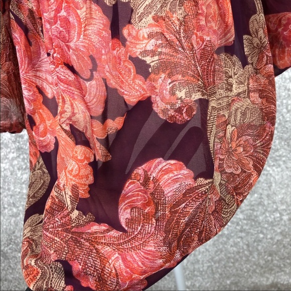 Boston Proper Boho Print Bead Tasseled Empire Waist Peasant Top Size 4 - Picture 6 of 9